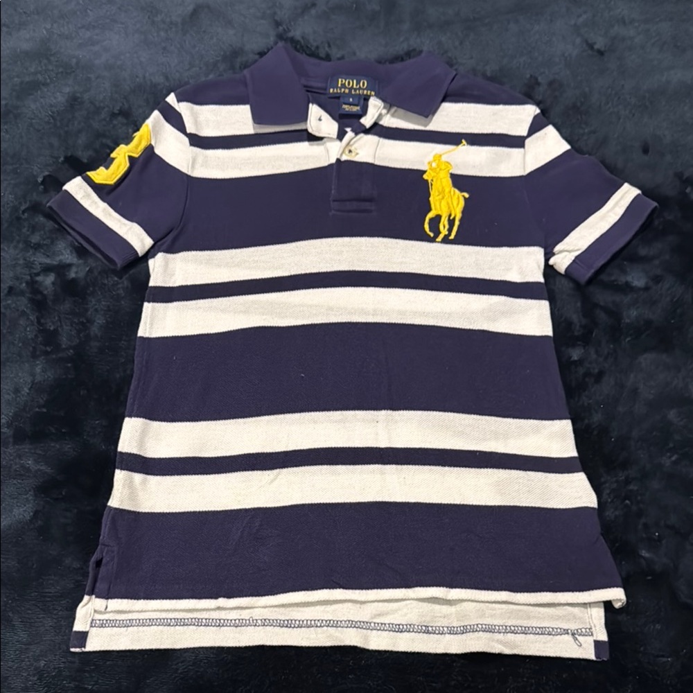 Polo by Ralph Lauren Blue and White Striped Polo Shirt SIZE 5